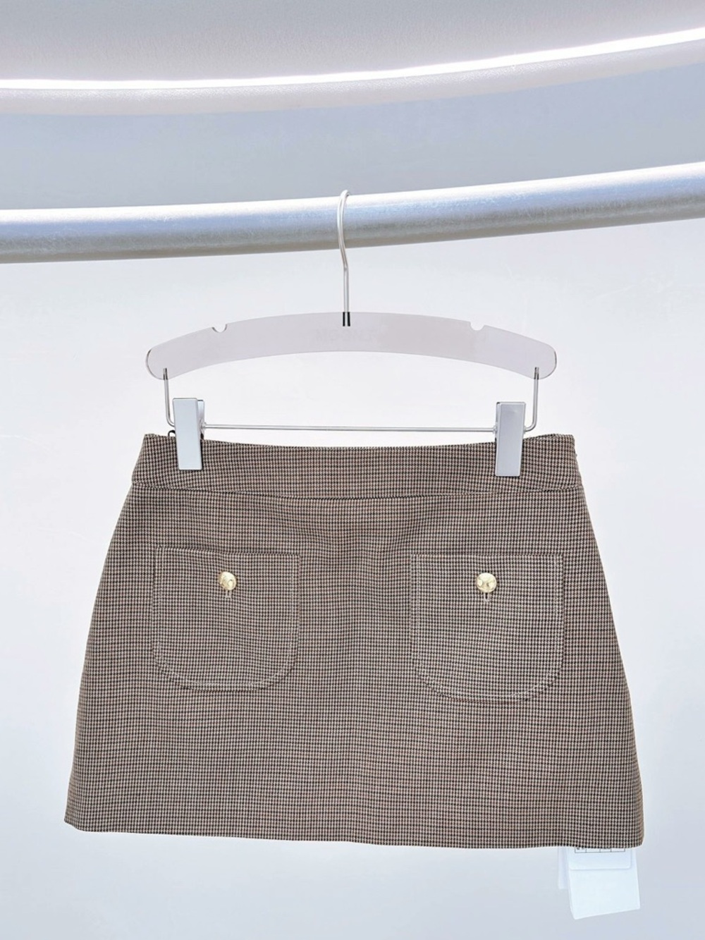 🚩steal Celine Brown Checked Mini Skirt with Gold Buttons